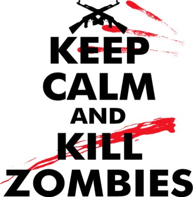 Stay Calm And Kill Zombies Black Text