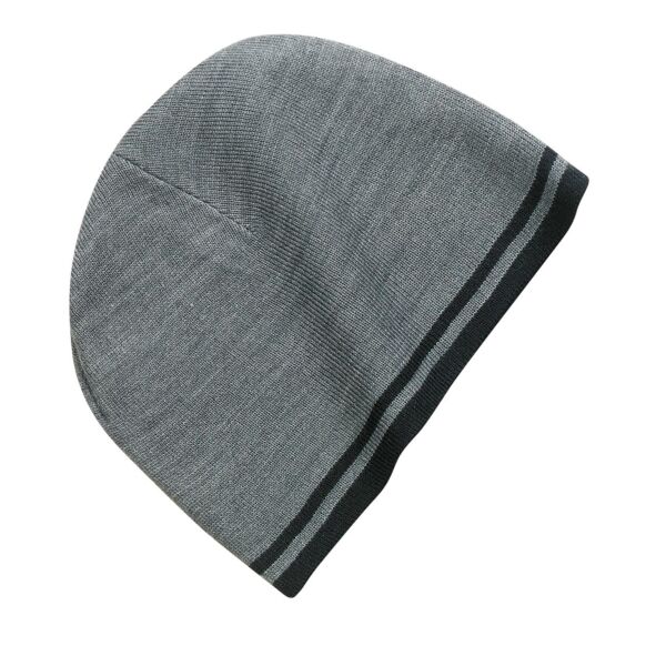 Fine Knit Skull Cap with Stripes Thumbnail