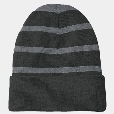 Striped Beanie with Solid Band Thumbnail