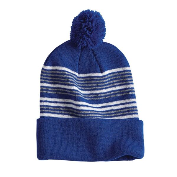 12" Striped Pom-Pom Cuffed Beanie Thumbnail