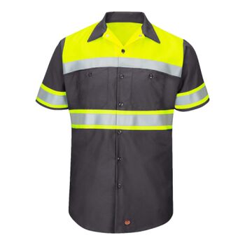 Men's Hi-Visibility Colorblock Ripstop Short Sleeve Work Shirt Thumbnail