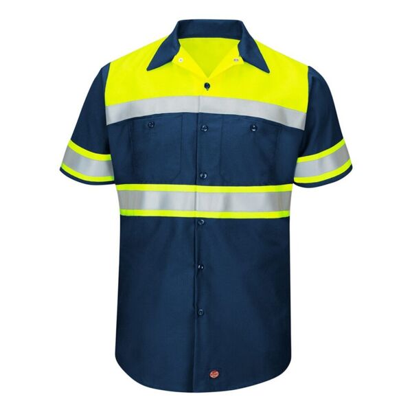 Men's Tall Hi-Visibility Colorblock Ripstop Short Sleeve Work Shirt Thumbnail