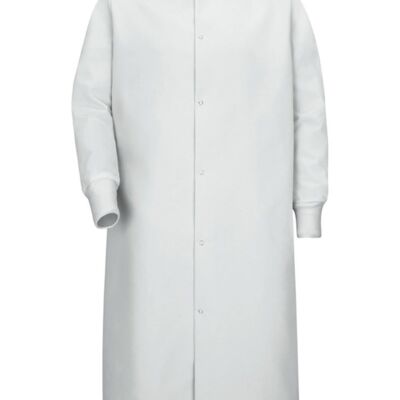 Unisex Gripper-Front Pocketless Butcher Coat With Knit Cuffs Thumbnail