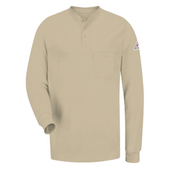 Men's Long Sleeve Tagless Henley Shirt Thumbnail