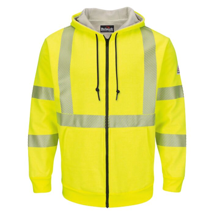 Men's Hi-Visibility Zip-Front Hooded Fleece Sweatshirt with Waffle Lining Thumbnail
