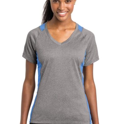 Ladies Heather Colorblock Contender ™ V Neck Tee Thumbnail