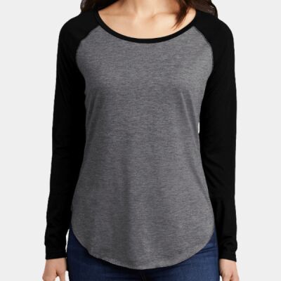 Ladies PosiCharge ® Long Sleeve Tri Blend Wicking Scoop Neck Raglan Tee Thumbnail