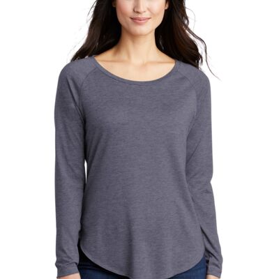 Ladies PosiCharge ® Long Sleeve Tri Blend Wicking Scoop Neck Raglan Tee Thumbnail