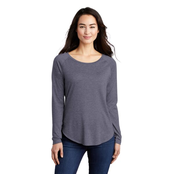 Ladies PosiCharge ® Long Sleeve Tri Blend Wicking Scoop Neck Raglan Tee Thumbnail