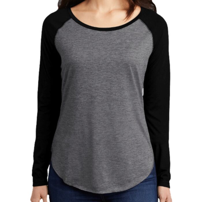 Ladies PosiCharge ® Long Sleeve Tri Blend Wicking Scoop Neck Raglan Tee Thumbnail