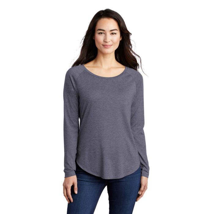 Ladies PosiCharge ® Long Sleeve Tri Blend Wicking Scoop Neck Raglan Tee Thumbnail