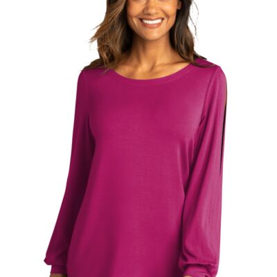 Ladies Luxe Knit Jewel Neck Top Thumbnail