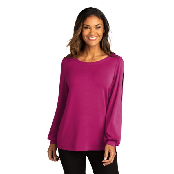 Ladies Luxe Knit Jewel Neck Top Thumbnail