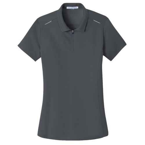 Ladies Pinpoint Mesh Zip Polo Thumbnail