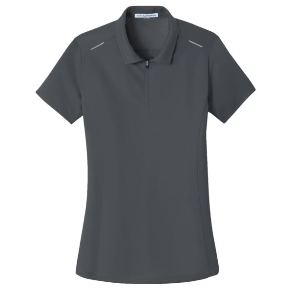 Ladies Pinpoint Mesh Zip Polo Thumbnail