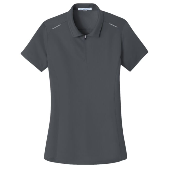 Ladies Pinpoint Mesh Zip Polo Thumbnail