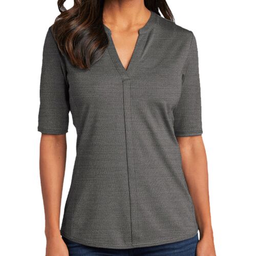 Ladies Stretch Heather Open Neck Top Thumbnail