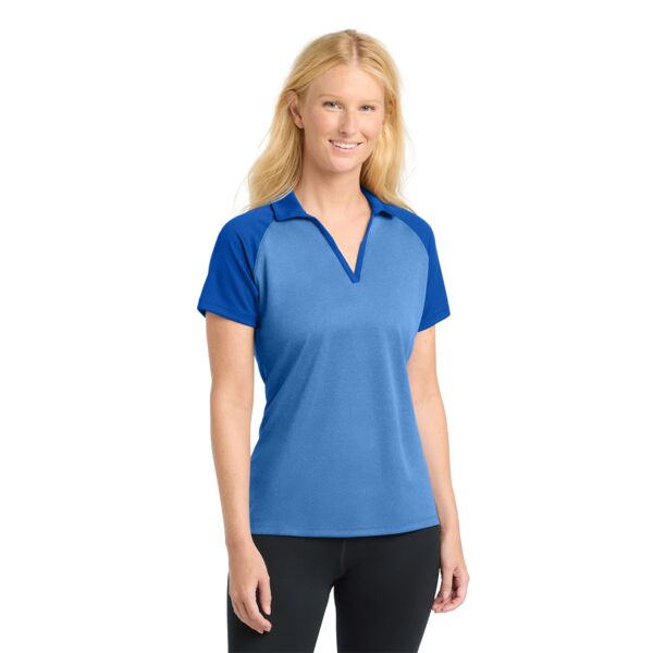 Ladies PosiCharge ® RacerMesh ® Raglan Heather Block Polo Thumbnail