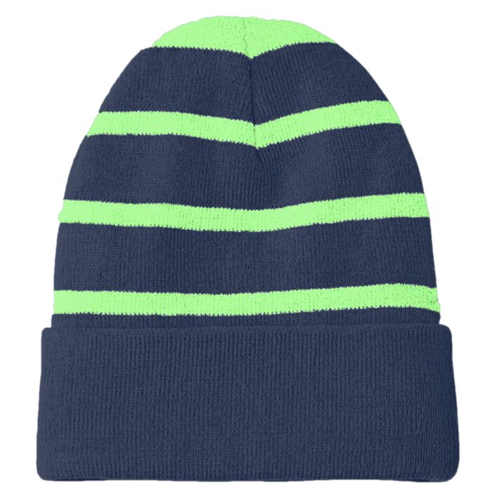 Striped Beanie with Solid Band Thumbnail