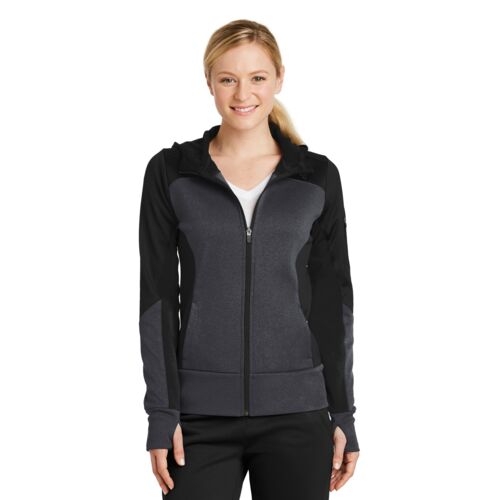Ladies Tech Fleece Colorblock Full Zip Hooded Jacket Thumbnail