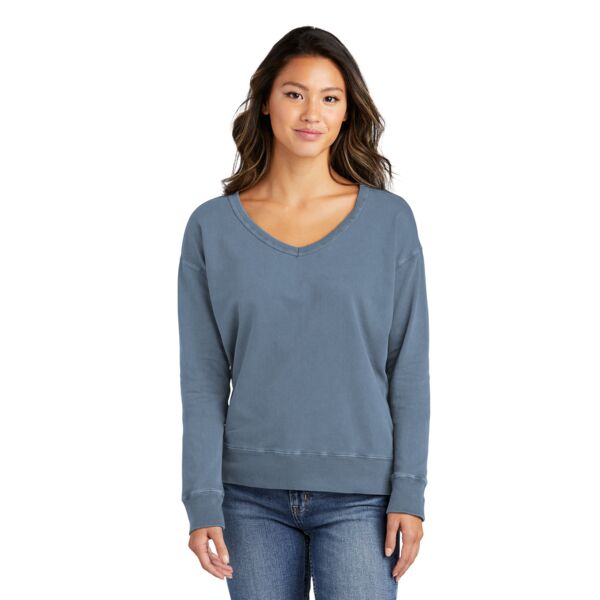 Ladies Beach Wash ® Garment Dyed V Neck Sweatshirt Thumbnail