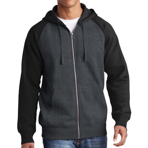 Raglan Colorblock Full Zip Hooded Fleece Jacket Thumbnail