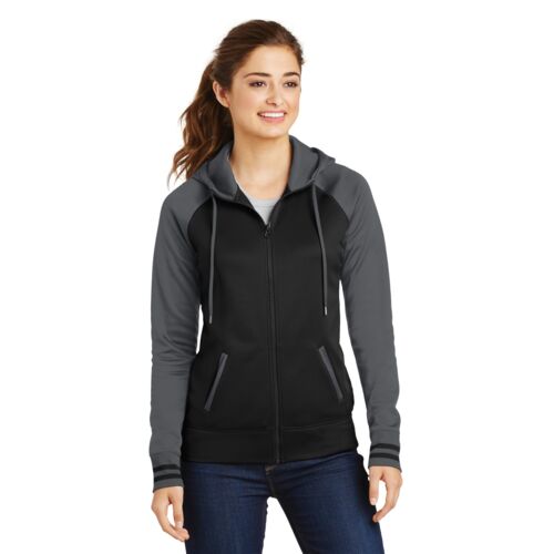Ladies Sport Wick ® Varsity Fleece Full Zip Hooded Jacket Thumbnail