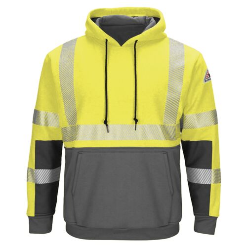 Hi-Visibility Color-Blocked Pullover Hooded Fleece Sweatshirt Thumbnail