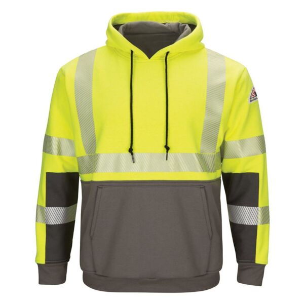 Hi-Visibility Color-Blocked Pullover Hooded Fleece Sweatshirt Thumbnail