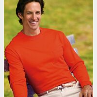 Heavyweight 100% Cotton Long Sleeve T Shirt with Pocket Thumbnail