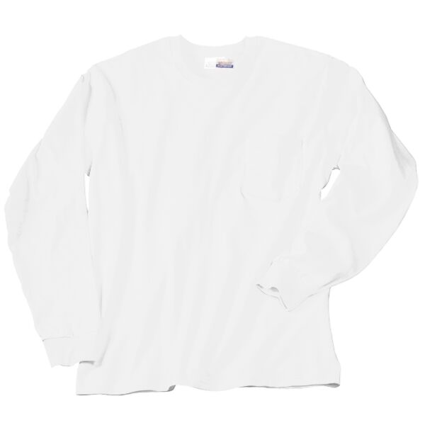Heavyweight 100% Cotton Long Sleeve T Shirt with Pocket Thumbnail