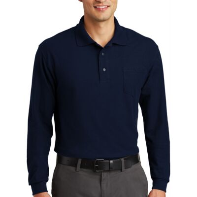 Port Authority® - Long Sleeve Silk Touch™ Polo with Pocket. K500LSP  Thumbnail