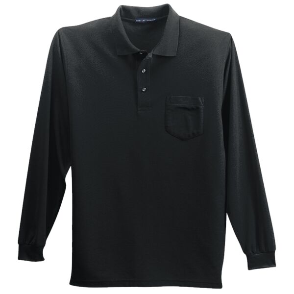 Port Authority® - Long Sleeve Silk Touch™ Polo with Pocket. K500LSP  Thumbnail