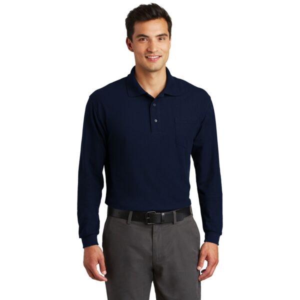 Port Authority® - Long Sleeve Silk Touch™ Polo with Pocket. K500LSP  Thumbnail