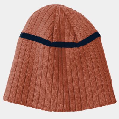 Rib Knit Beanie with Stripe Thumbnail