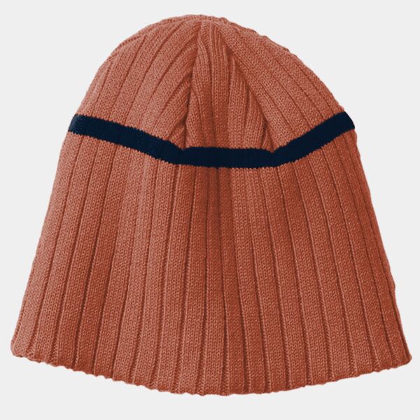 Rib Knit Beanie with Stripe Thumbnail