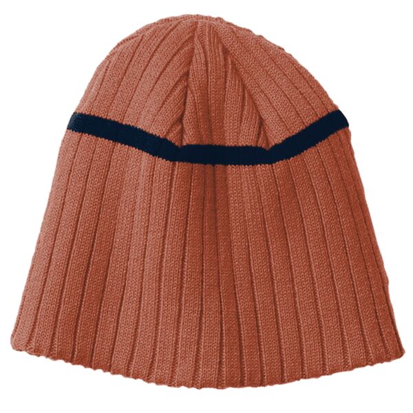 Rib Knit Beanie with Stripe Thumbnail