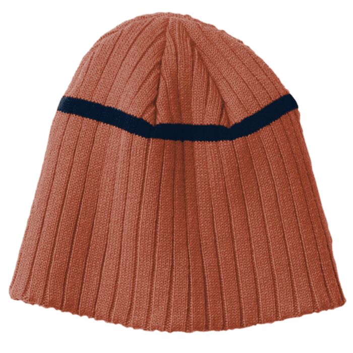 Rib Knit Beanie with Stripe Thumbnail