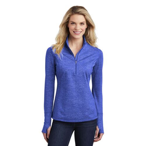 Ladies Sport Wick ® Stretch Reflective Heather 1/2 Zip Pullover Thumbnail