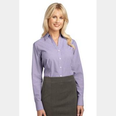 Ladies Plaid Pattern Easy Care Shirt. L639 Thumbnail