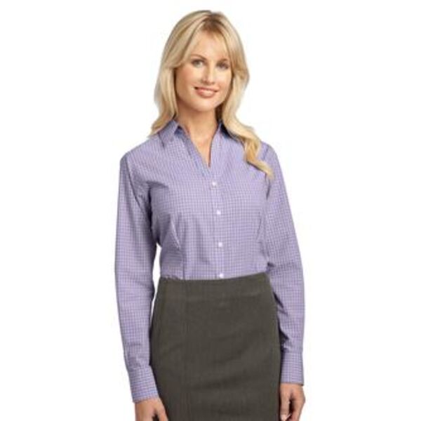 Ladies Plaid Pattern Easy Care Shirt. L639 Thumbnail