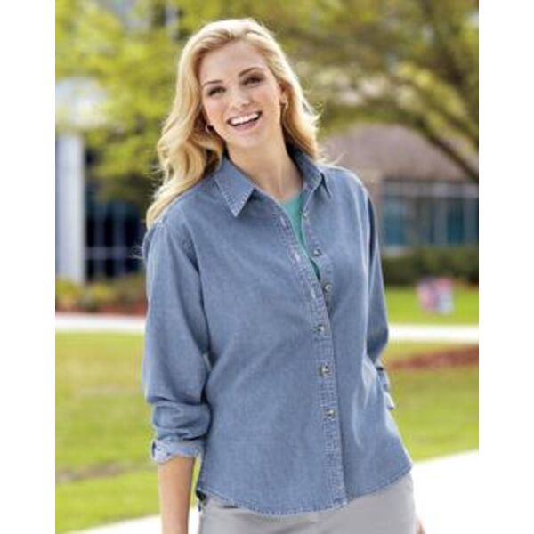 Port & Company® - Ladies Long Sleeve Value Denim Shirt. LSP10  Thumbnail
