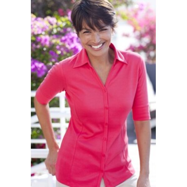 Port Authority® - Ladies Silk Touch™ Interlock Button-Front Polo. L523  Thumbnail