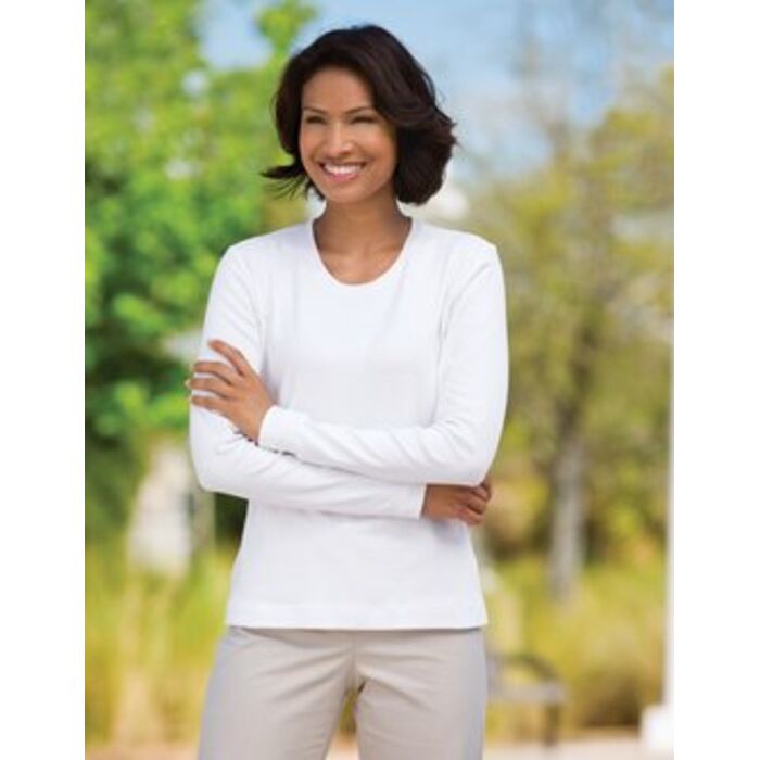 Port Authority® - Ladies Modern Stretch Cotton Long Sleeve Scoop Neck Shirt. L518  Thumbnail