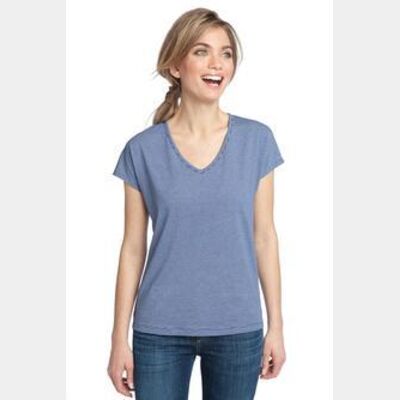 District Made™ - Ladies Mini Stripe Dolman V-Neck Tee. DM422  Thumbnail