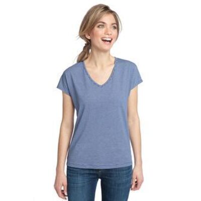 District Made™ - Ladies Mini Stripe Dolman V-Neck Tee. DM422  Thumbnail