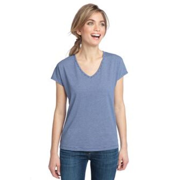 District Made™ - Ladies Mini Stripe Dolman V-Neck Tee. DM422  Thumbnail