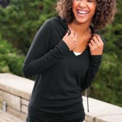 District® - Juniors Slub V-Neck Hoodie. DT241  Thumbnail