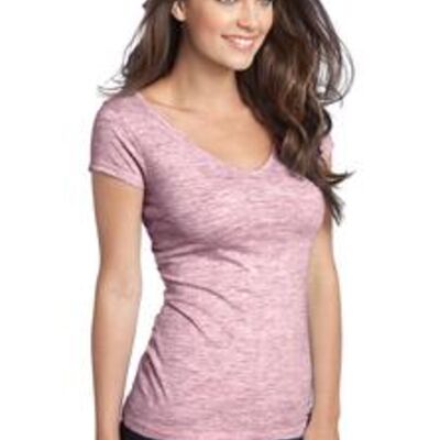 District® - Juniors Extreme Heather Cap Sleeve V-Neck Tee DT2001 Thumbnail