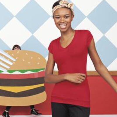 District® - Juniors Cotton/Spandex Banded V-Neck Tee. DT247 Thumbnail